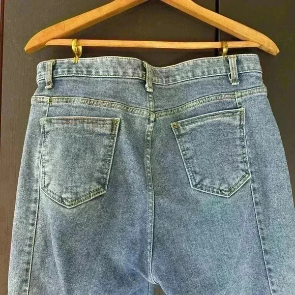 Coca Realdeni Korea 32 Jeans Cropped Frayed Thick Womens Pants Denim Trendy‎ - Picture 9 of 13